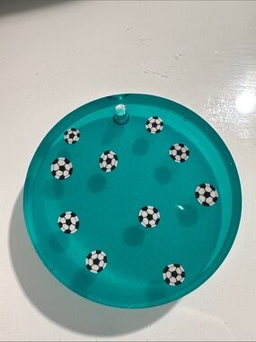 Green Resin Tag with Soccer Ball Accents
